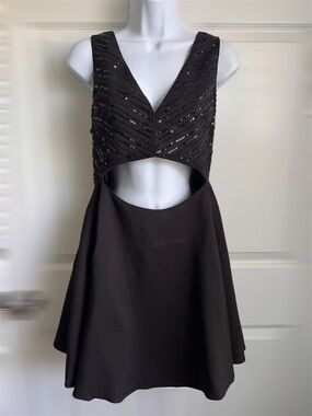 bebe Black Sequin Cutout Mini Dress